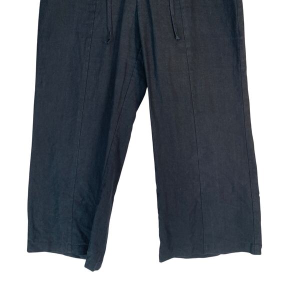 Reformation Women Wide Leg Pants 0 Blue Navy Inkwell linen Lace Up Crop Ankle 24 - Picture 3 of 10